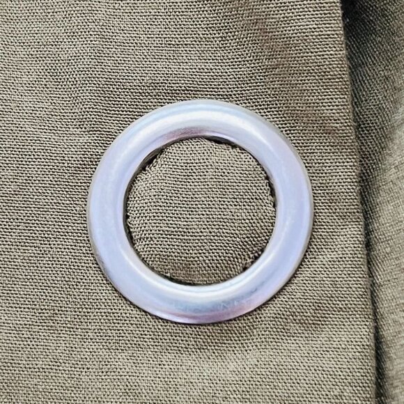 Zara Snap Front Dress Size L Elastic Cinch Waist Army Green SHort Sleeve Collar - Picture 8 of 12